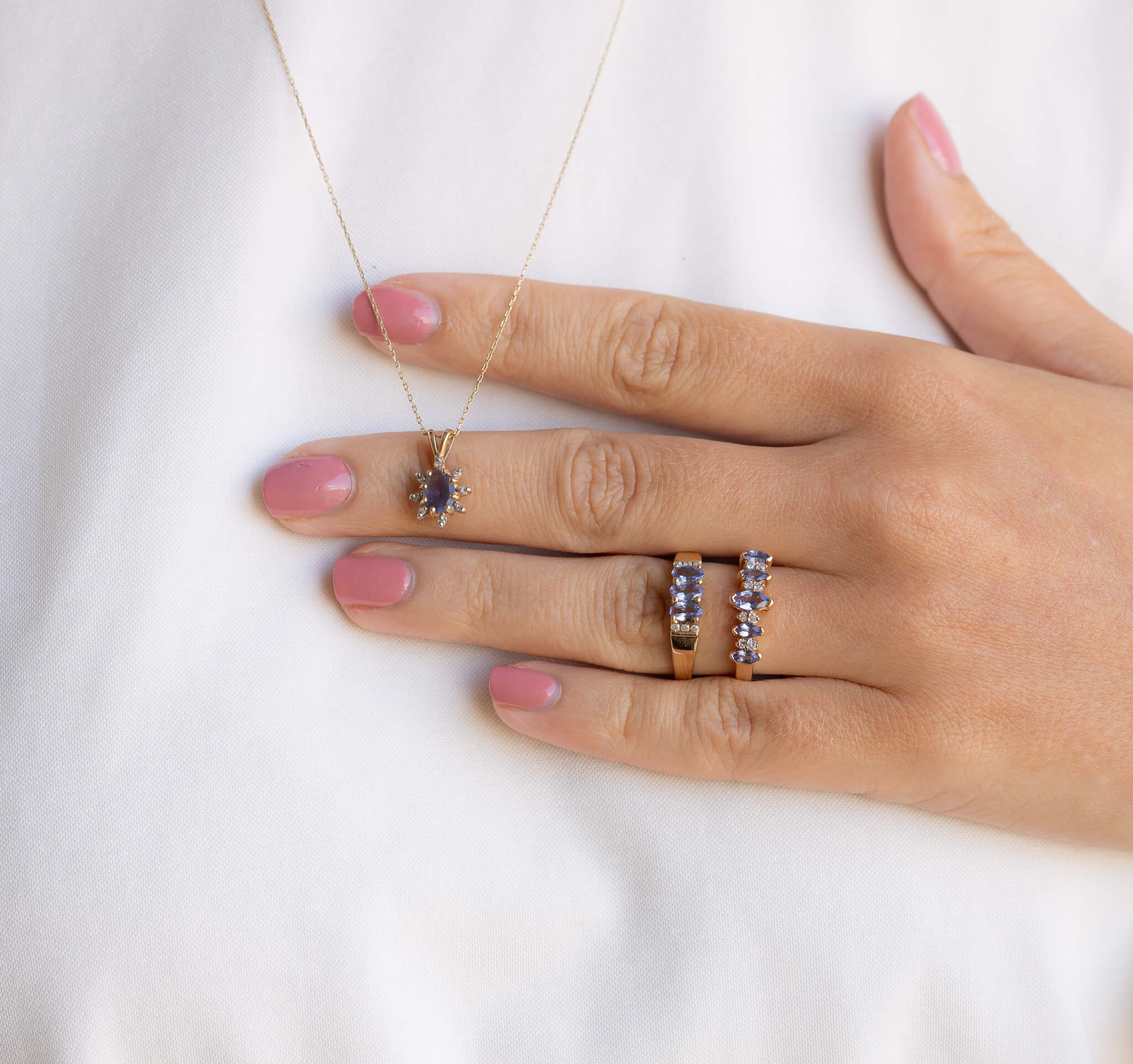 vintage tanzanite en diamanten ringen